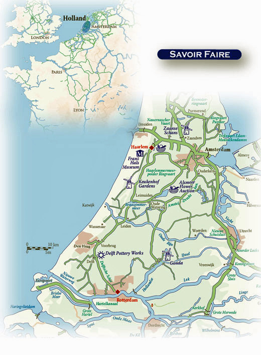 MAPA DEL ITINERARIO (Crucero de los Tulipanes de Holanda) CRUCEROS FLUVIALES HOLANDA CANALES DE HOLANDA PAISES BAJOS CRUCEROS BARGE HOTELS NORTE EUROPA CRUCEROS FAMILIA CHARTER BARCOS